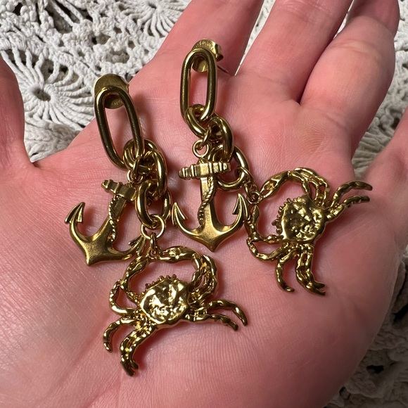 Zimmermann Jewelry - RARE Zimmermann Gold Anchor and Crab Dangle Earrings